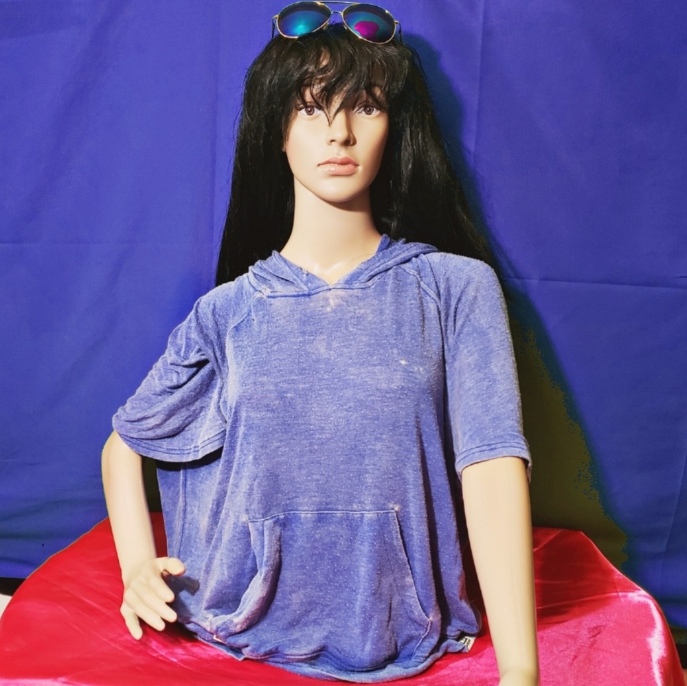 Baggy faded hooded shirt